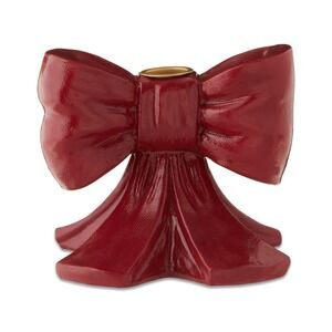 Red Resin Bow Christmas Taper‎ Candle Holder, 4.25", by Holiday Time, Walmart